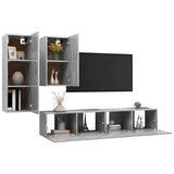 4 Piece TV Cabinet Set Concrete Grey Engineered Wood 3079152