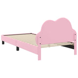 Children's Bed Frame with Headboard Pink 90 x 190 cm PU 42011181