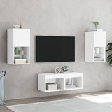 4 Piece TV Wall Cabinets with LED Lights White 3216569