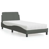 Bed with Mattress "Dover" Dark Grey Single Fabric 3208485