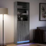 Highboard with LED Grey Sonoma 69x32.5x200 cm Engineered Wood 3307910