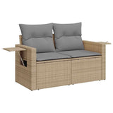 6 Piece Garden Sofa Set with Cushions Beige Poly Rattan Acacia 3327587