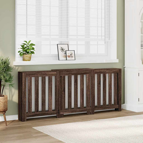 Radiator Cover Brown Oak 205x21.5x83.5 cm Engineered Wood 852768