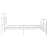 Metal Bed Frame without Mattress with Footboard White 160x200cm 377187