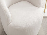 008S Teddy Fabric Swivel Accent Armchair Barrel Chair With Black Powder Coating Metal Ring, Ivory W1397P262484