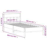 Bed Frame without Mattress Wax Brown 100x200 cm Solid Wood Pine 842657