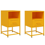 ZNTS Bedside Cabinets 2 pcs Mustard Yellow 36x39x60.5 cm Steel 846561