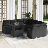 Garden Sofa Set with Cushion Manual 9 pcs Black Poly Rattan 3357176