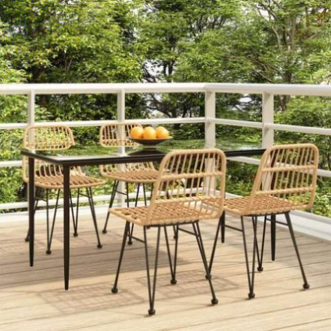 ZNTS 5 Piece Garden Dining Set Poly Rattan 3157876