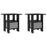 Bedside Table 2 pcs Black Oak 41 x 40 x 45 cm Engineered Wood 8000423