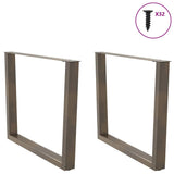 Dining Table Legs V-Shape 2 pcs Natural Steel 100x cm Steel 4012659