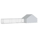Chicken Coop with Roof and Yard 2 pcs Silver 8 x 2 x 1.9 m 3434660