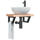 Basin Shelf Wall Mounted Steel and Solid Wood Beech 3302327