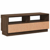 TV Cabinet with LED Lights Brown Oak 100x35x40 cm 815722