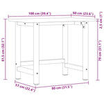 Workbench Dark Brown 100x60x81.5 cm Solid Wood Oak 3309672