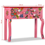 ZNTS Console Table Solid Mango Wood Pink Hand Painted 244597