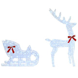 Reindeer Pull Sleigh Cold white 70 x 26 x 130 cm Acrylic 42019076