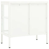 Sideboard White 70x35x70 cm Steel and Glass 336065