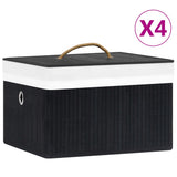 Bamboo Storage Boxes 4 pcs Black 320769