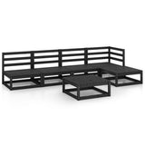6 Piece Garden Lounge Set Black Solid Wood Pine 3075523