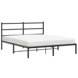 Metal Bed Frame without Mattress with Headboard Black 150x200cm 355367