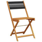 Bistro Set Black Solid acacia wood, Polypropylene Medium Foldable 3281757