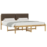 Bed Frame with Upholstered Headboard Whitewash and Taupe 3405094
