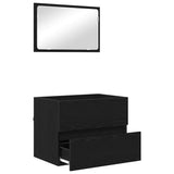 Bathroom Furniture Set with Drawer Wall-mounted 2 pcs Black Oak 875434