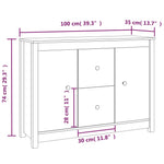 ZNTS Sideboard White 100x35x74 cm Solid Wood Pine 814565