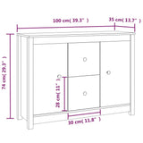 ZNTS Sideboard White 100x35x74 cm Solid Wood Pine 814565