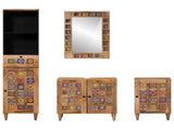 Bathroom Furniture Set with Door 4 pcs Natural Solid Mango Wood 3310098