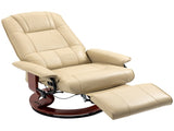 Faux Leather Armchair, with 145&deg Reclining Back and Footrest - Cream T3398P330375