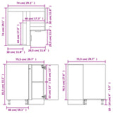 Corner Bottom Cabinet Lyon Concrete Grey 75.5x75.5x81.5 cm Engineered Wood 802493