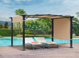 Outdoor Retractable Pergola Garden Gazebo with Two Adjustable Side Canopy Overhead Sun Shade T3398P317626