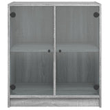 Side Cabinet with Glass Doors Grey Sonoma 68x37x75.5 cm 836425