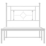 Metal Bed Frame without Mattress with Headboard White 100x200cm 374383