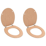 ZNTS WC Toilet Seats 2 pcs with Lids MDF Bamboo Design 276995