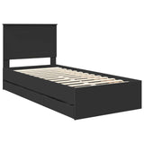 Bed Frame with Drawer Black 90 x 200 cm Engineer Wood 3409504