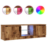 TV Cabinet with LED Lights Old Wood 120x30x36 cm Engineered Wood 856347