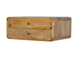 Solid Wood Oak-ish 2 Drawer Floating Bedside, 2 Drawers, Brown B2743P402971