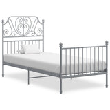 Bed Frame Grey Powder-coated metal Single Durable Bed Frame 324846