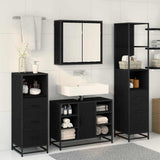 Bathroom Furniture Set 3 pcs Black Oak Engineered Wood 3402422