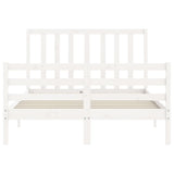 Bed Frame without Mattress White Small Double Solid Wood Pine 3193762