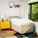 Box Spring Bed with Mattress Cream 100x200 cm Fabric 3285797