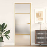 Interior Door Slim Golden 76x201.5 cm Tempered Glass and Aluminium 155136