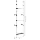 ZNTS Telescopic Wardrobe System with Rods and Shelf Aluminium 321107