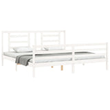 Bed Frame without Mattress White 200x200 cm Solid Wood 3194722