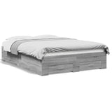 Bed Frame Grey Sonoma Engineered wood 140 x 190 cm Bed Frame 3280403