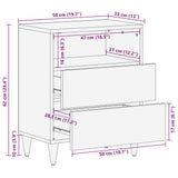 Bedside Cabinet Black 50 x 33 x 62 cm Solid Mango Wood 4018818