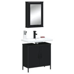 ZNTS 2 Piece Bathroom Furniture Set Black Engineered Wood 3214780
